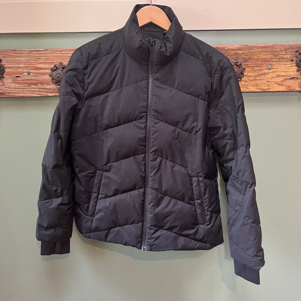 Theory Womens Black City Poly Stand Puffer Down Jacket Size S 460302